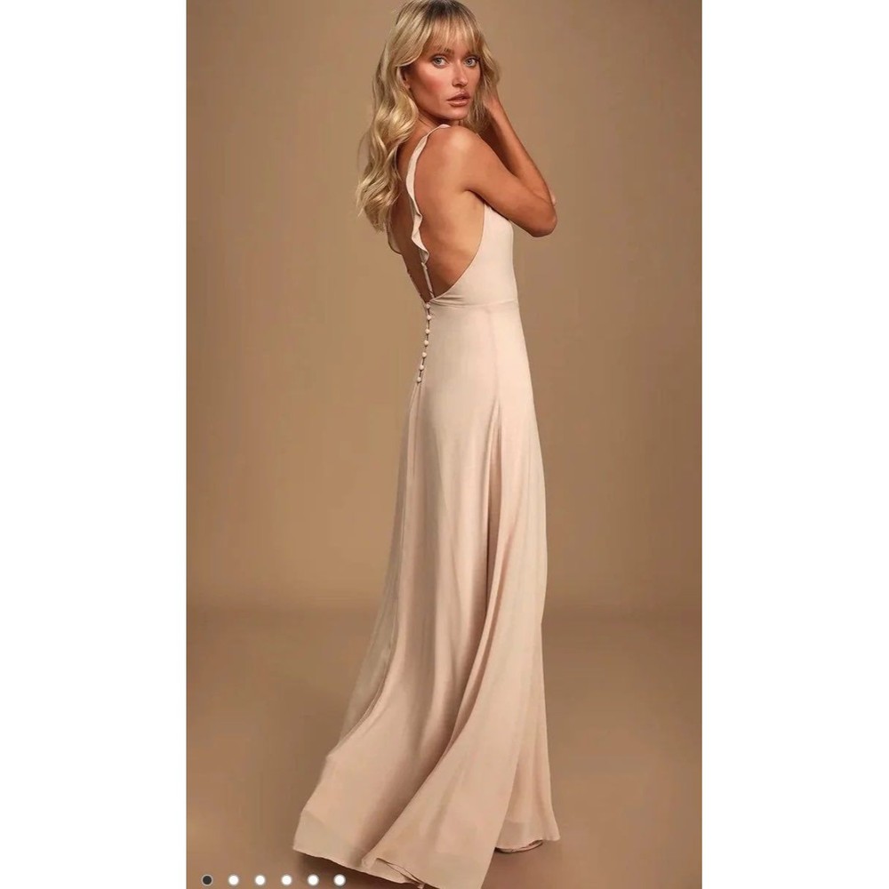 Lulus Meteoric Rise Blush Maxi Medium Bridesmaid Bride Wedding Guest Summer